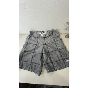 OP Ocean Pacific Swim Trunks Mesh Lined White Gray Plaid Men's Large 36-38